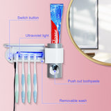 2 in 1 Ultraviolet Toothbrush Sterilizer and Holder with Automatic Toothpaste Dispenser