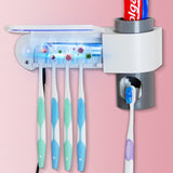 2 in 1 Ultraviolet Toothbrush Sterilizer and Holder with Automatic Toothpaste Dispenser