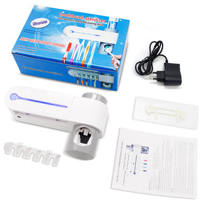 2 in 1 Ultraviolet Toothbrush Sterilizer and Holder with Automatic Toothpaste Dispenser